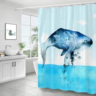 Onderwaterwereld Vis Schildpad 3d Douchegordijnen Oceaan Dolfijn Zeegezicht Stof Waterdicht Badgordijn Badkamer Decor Scherm W150XH180cm