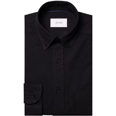 Eton Overhemd Uni Color Denim Twill Button-Down Zwart / male