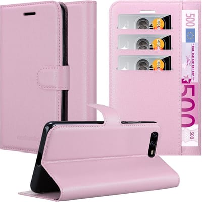 Cadorabo Hoesje geschikt voor Huawei P10 in LOTUS ROZE - Beschermhoes met magnetische sluiting, standfunctie en kaartvakje Book Case Cover Etui