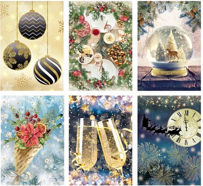Kerstkaarten - set van 6 Artige kerstkaarten- met goudfolie - stijlvolle kerstkaarten - chique kerstkaarten - zonder tekst - Artige
