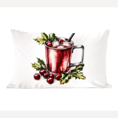 Sierkussens - Kussentjes Woonkamer - 60x40 cm - Drank - Winter - Cocktail - Rood