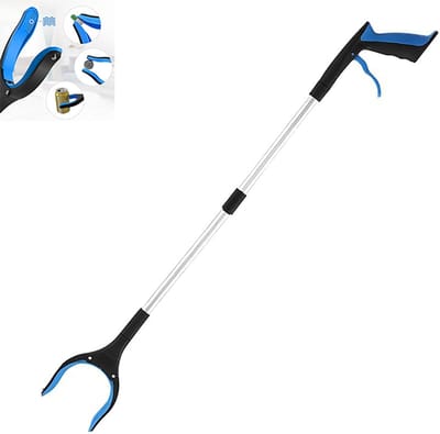 Prullenbakclip - Multifunctionele clip - Opvouwbare prullenbakclip - 83 x 12 cm - Met extra lange handgreep - Antislip ontwerp - Geschikt voor het oprapen van afval op moeilijk bereikbare plaatsen - Blauw