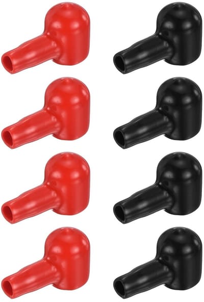 8x Batterijaansluiting Afdekking Set Rood Zwart - Beschermkappen voor Auto, Vrachtwagen, Motor