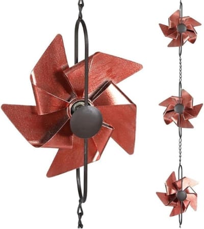 Metalen Regenketting - Regenpijp Alternatief - Water Afvoeren - Windmolen Decoratie - 17 m - Rood