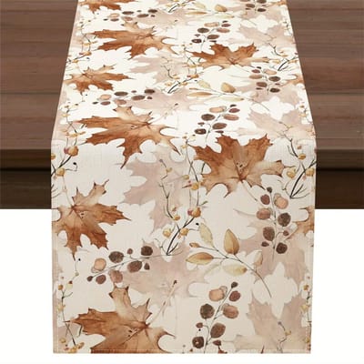 1 stuks beige-bruine patchwork tafelkleed met rood-witte geometrische ruitpatronen. Boerderijstijl, perfect voor binnenkeukens, feesten, restaura 90x33cm beige