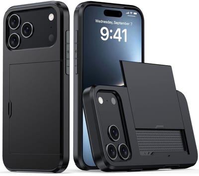 Mobiq - Hybrid Card geschikt voor iPhone 17 Pro Hoesje met Pashouder - zwart