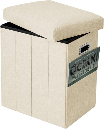 Opvouwbare Ottomaanse - Voetenbank Poef - Ruimte Besparen - Met Handgrepen - 419x419 cm - Beige