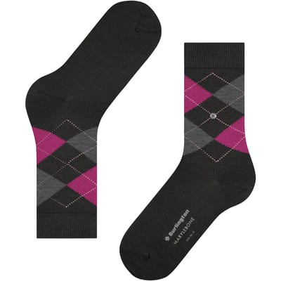 Burlington Marylebone gedessineerd wol sokken dames zwart - maat 36-41