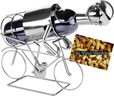 BRUBAKER Wijnflessenhouder 'racefietser' - metalen sculptuur met wenskaart - Wijnrek