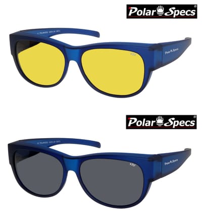 Combinatievoordeel Polar Specs® Overzet Nachtbril + Overzet Zonnebril PS5097 – Mat donker Blauw – Polariserend – Medium – Unisex