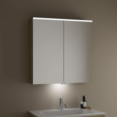 burgbad Eqio mirror cabinet with LED top light and LED vanity light 80 cm SPGT080-F3180