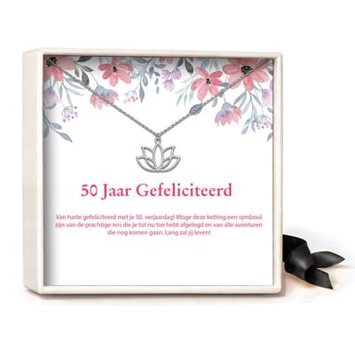Pera Jewelry - 925 sterling zilveren Lotus ketting - 50 jaar - Collier - Ketting Dames - Ketting met Hanger