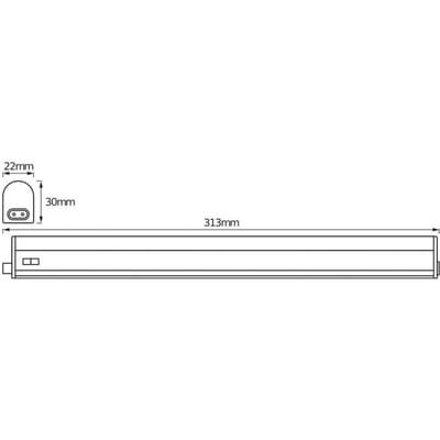 OSRAM Switch Batten Slanke LED-lichtbalk met ingebouwde schakelaar 300 mm 4W 3000K in wit, kan worden aangesloten op naadloze lichtstrips, IP20-bescherming, voor onderkastverlichting binnen