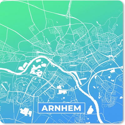 Muismat 20x20 cm - Mousepad Stadskaart - Arnhem - Blauw - Groen - Muismatten