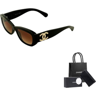 CHANEL zijletters onregelmatige zonnebril dames zwart zwart