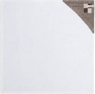 Knit Factory Theedoek Block - Linnen theedoek - Keukenhanddoek - Keukendroogdoeken - Vaatdoeken - Vierkant - Ecru/Chocolate - Lichtgroen - 65x65 cm