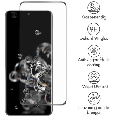 Accezz Screen Protector - Geschikt voor Samsung Galaxy S20 Ultra - Gehard Glass Full Cover