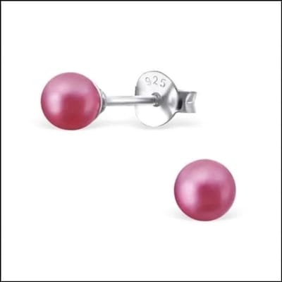 Aramat Jewels | Oorbellen | Zilveren Parel Oorbellen - Tijdloze Elegantie | 4mm / Roze | | | Zilver | Kinderen, Volwassenen | Verkleurd niet