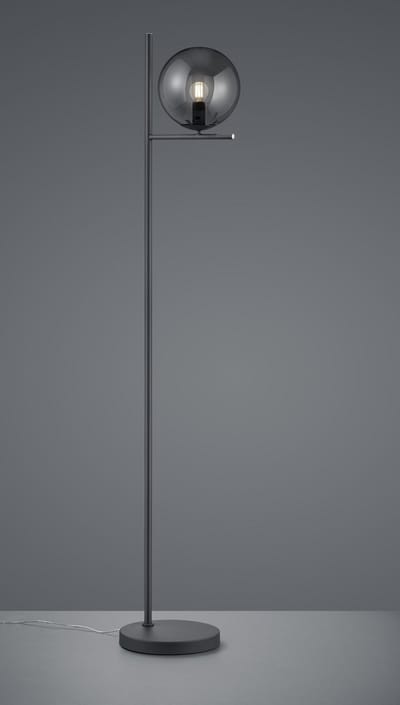 TRIO PURE - Vloerlamp - Antraciet - excl. 1x E14 28W - Rookkleurige glas