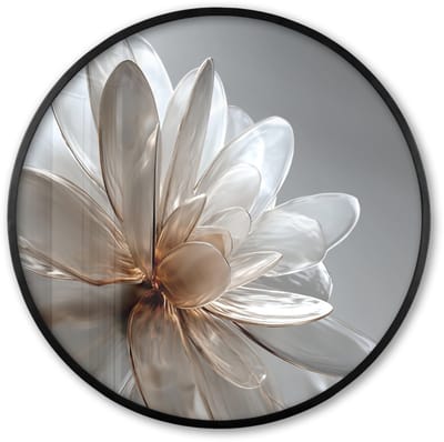 Poster in lijst Rond - Fotolijst 60x60 cm - Posters - Bloem - Wit - Neutraal - Ronde posterlijst zwart - Decoratie - Wanddecoratie woonkamer - Muurdecoratie slaapkamer