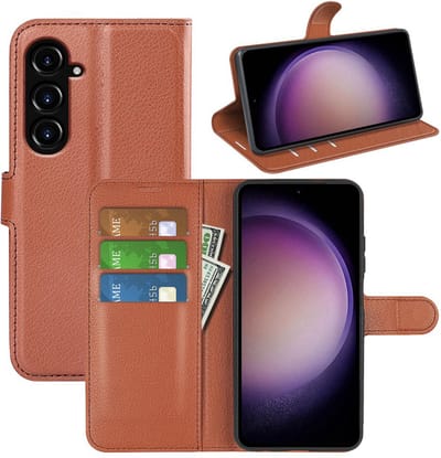 MobyDefend Hoesje - Geschikt voor Samsung Galaxy S23 FE - Kunstleren Wallet Book Case (Sluiting Voorkant) - Bruin
