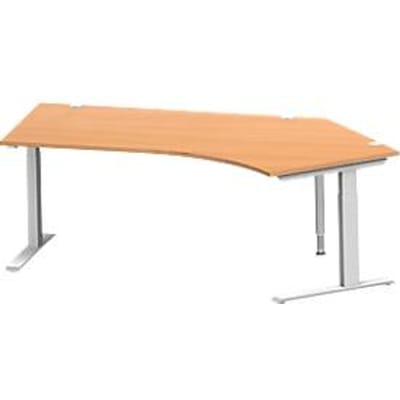 Schäfer Shop Genius hoekbureau MODENA FLEX 135°, aanbouw rechts, C-voet rechthoekige buis, B 2165 mm, beuken/wit