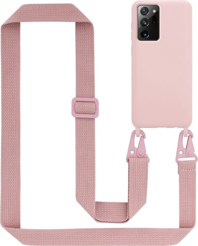 Cadorabo Mobiele telefoon ketting geschikt voor Samsung Galaxy NOTE 20 PLUS in LIQUID ROZE - Silicone beschermhoes met lengte verstelbare koord riem