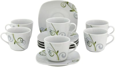 Set van 6 espressokopjes 11cl met espressoschotel 12,3cm Mirage
