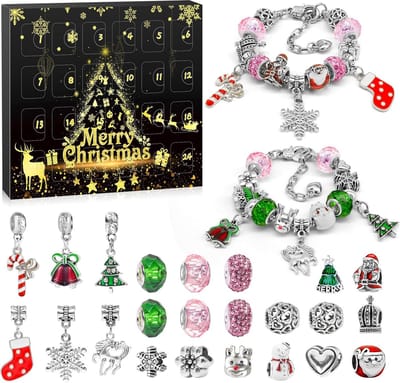 Adventskalender 2023 voor Meisjes - Sieraden Kit met 24 Knutselbedels en Armbanden - 5-12 Jaar