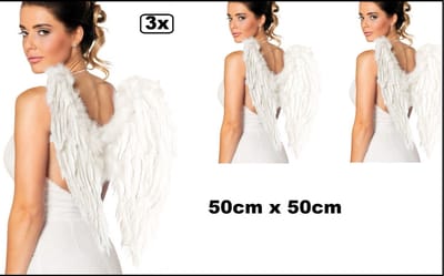 3x Engelen vleugels veren wit 50 x 50 cm - Engel | Vleugel | Kerst | thema feest | Festival | Party