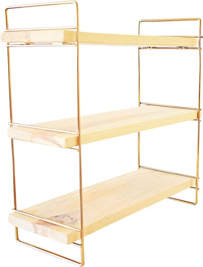 Woonaccessoires - Muurplank Goud Bruin Massief Hout - Afmetingen 45x16x40cm - Stijlvolle Inrichting voor Elk Interieur