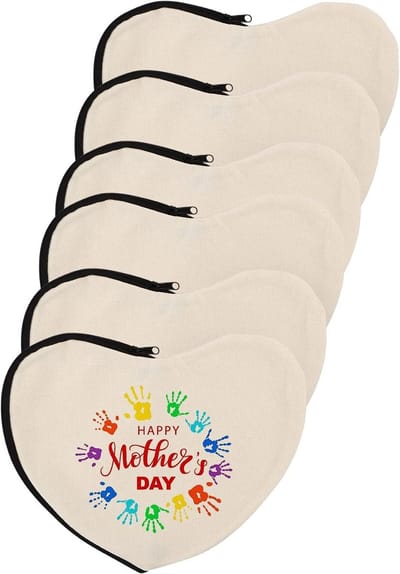 Stof en tas voor schilderen, hartvormig etui, stoffen tas met rits, lege tas voor kinderen en creatieve projecten