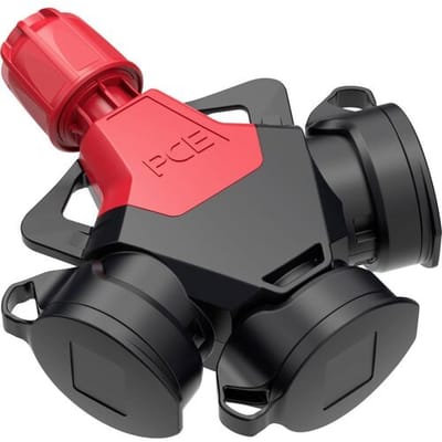 PC Electric 253841-sr 3-voudige koppeling Massief rubber Met spanningsweergave 250 V Rood IP54