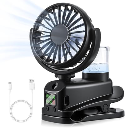 longziming -Bureauventilator Met Nebelfunctie - Draagbare Air Cooler Met Verstuiver - USB Clip Ventilator - 4 Snelheidsstanden - Geruisarme Werking Voor Comfort - Ideaal Voor Kantoor Auto En Camping - 1 Stuk