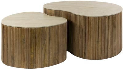 Giga Meubel Salontafel Nuovo - Niervormig Beige/Hout - Set van 2