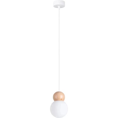 Sollux Lighting Hanglamp Pekka - G9 - wit/natuurlijk hout - glas/hout - 124x11x11cm