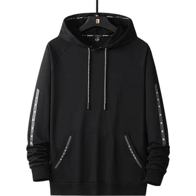 Heren Dames Katoenen Hoodies Losse Plus Size Beweging Casual Effen Kleur Top M zwart