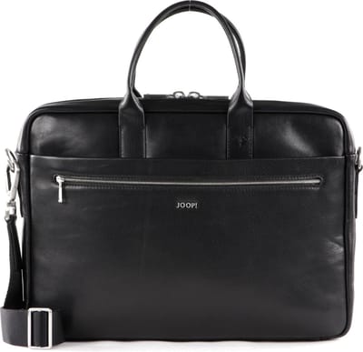 JOOP! Leren Afzonderlijke gevallen Handtas met laptopvak Treviso Pandion Briefbag Black Zwart
