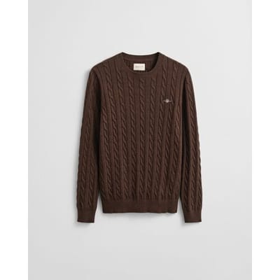 Gant Trui Cotton Cable Ronde Hals Brown Melange / male