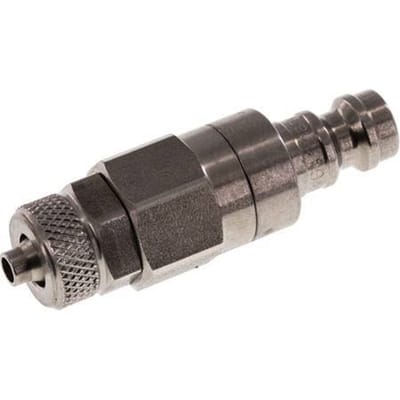 RVS DN 5 Luchtkoppeling Insteeknippel 4x6 mm Push-On Double Shut-Off - CLP5-N-S-SV-4