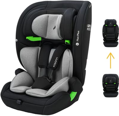 Osann Flux Plus i-Size Autostoel 76-150 cm – R129 – Groep 1/2/3 – Autogordel – Verstelbare Hoofdsteun - Grijs gemêleerd