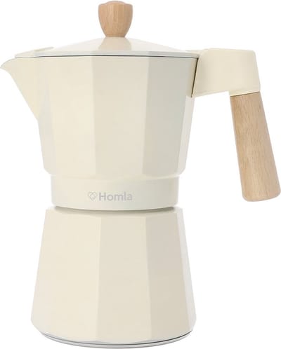 Homla - Koffiezetapparaat - MIA MOKKA - 6 CUP - Beige met Houten Handvat - 822594