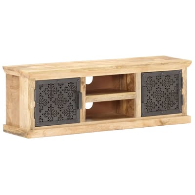 vidaXL - Tv-meubel - met - stalen - deuren - 120x30x40 - cm - massief - mangohout