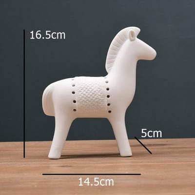 Nordische Porseleinen Zadelpaard Beeldje Handgemaakt Keramisch Wit Pony Miniatuur Decoratie Cadeau Ambachtelijke Versiering Ornament Accessoires M white