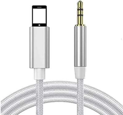 Audio AUX Kabel naar Lightning USB - 3.5mm Hoofdtelefoon Muziek Aansluiting - Audio jack - Autokabel - Zilver