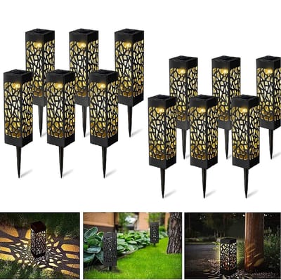 Solar priklamp - Set van 12 stuks (6*6*18CM) -Padverlichting- Lantaarn -buitenlampen - Priklamp op zonne-Solar Grondspots -Tuinverlichting op zonne-energie