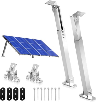 Zonnepaneelhouder - Paneelbevestiging - Platte dak montage - Individueel verstelbaar - 0-60 graden - Zilver