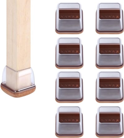 8 stuks beschermdoppen voor stoelpoten met vilt, transparante siliconen stoelpootdoppen, viltdoppen voor stoelen, kleine stoelpootbeschermers voor hardhouten vloeren (14-19 mm)