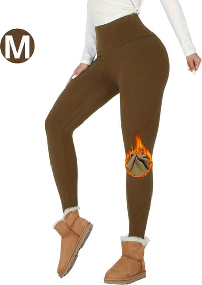 Bovista Gevoerde Panty - Legging - Hoge Taille - Winter Panty - Fleece panty - Thermo Panty - Warme Panty - Elastisch - Koffie Maat M