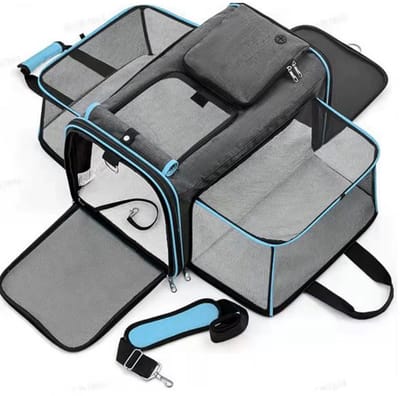 BlueTime ® - Uitklapbare Hondentas & Kattentas - Draagtas Hond - Draagtas Kat - Transporttas Hond - Transporttas Kat - Reistas Hond - Reistas Kat - Draagzak Hond - Draagzak Kat - Dog Carrier - Cat Carrier - Pet Travel Carrier - Katten Reismand